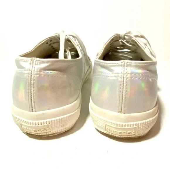 Superga White Iridescent Hologram Sneakers Trainers Size 9 Silver Metallic - Picture 8 of 16